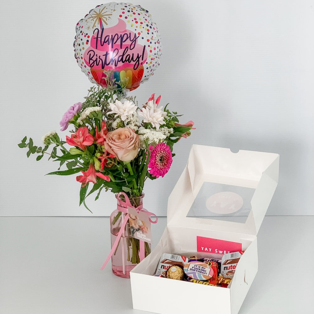 Birthday Flowers, Chocolates and Balloon for Perth Delivery | Bliss & Bloom Studio | Florist + Gift Shop