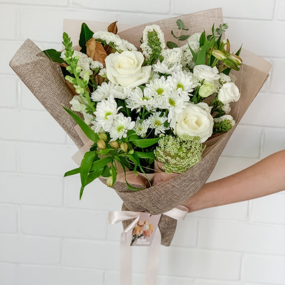 Mother's Day 2025 Flowers - Double Whites Bunch | Perth Flower Delivery | Bliss & Bloom Studio