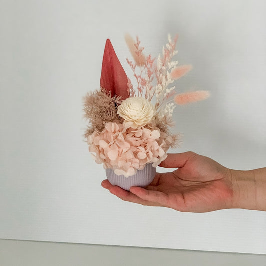 Mini Dried Pot | Pinks & Whites in Purple Pot | Perth Flower Delivery