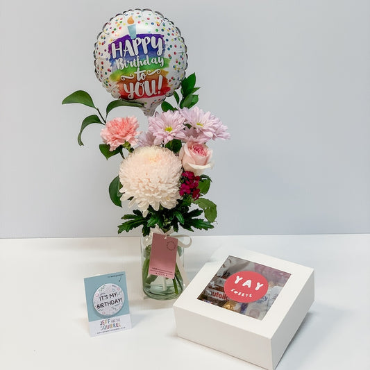 Birthday Flowers, Chocolates and Balloon for Perth Delivery | Bliss & Bloom Studio | Florist + Gift Shop