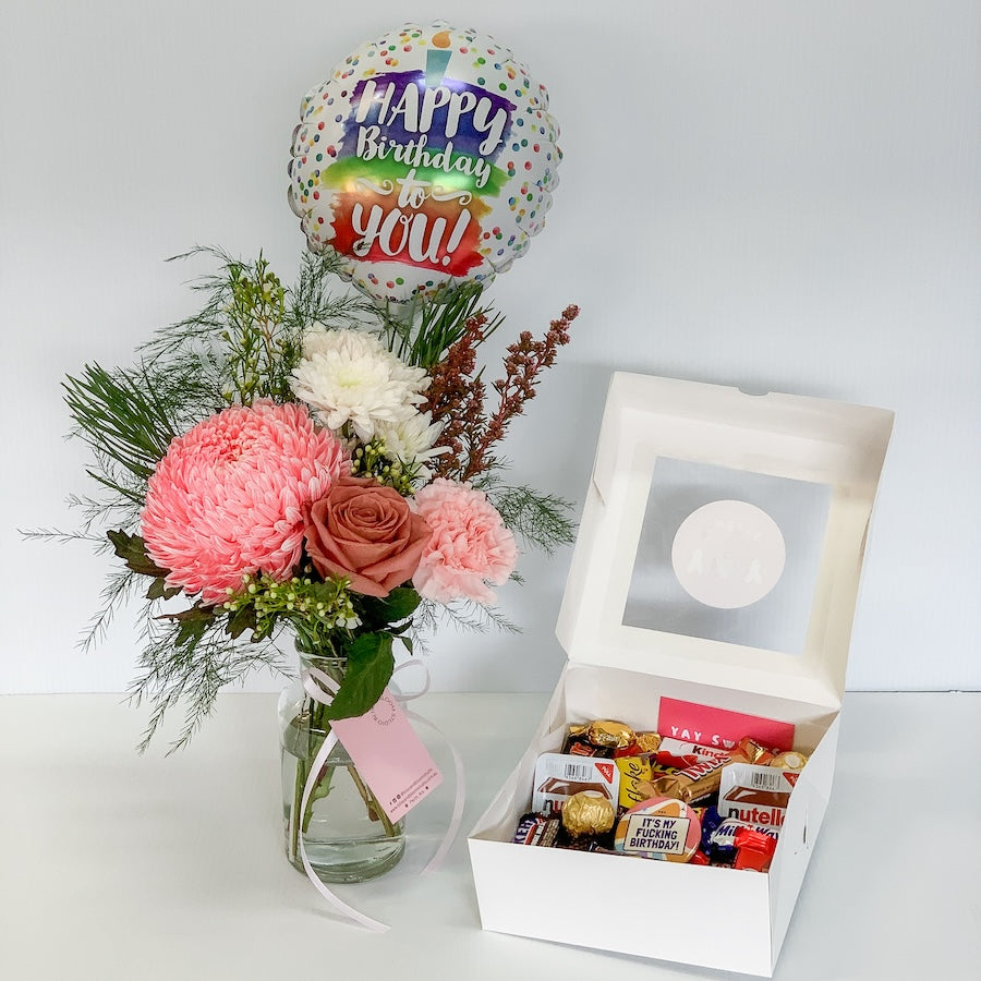 Birthday Flowers, Chocolates and Balloon for Perth Delivery | Bliss & Bloom Studio | Florist + Gift Shop