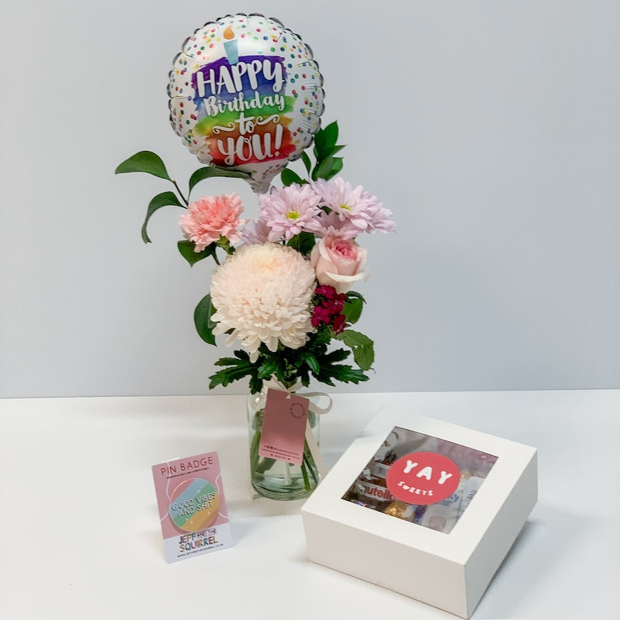 Birthday Flowers, Chocolates, Badge and Balloon for Perth Delivery | Bliss & Bloom Studio | Florist + Gift Shop