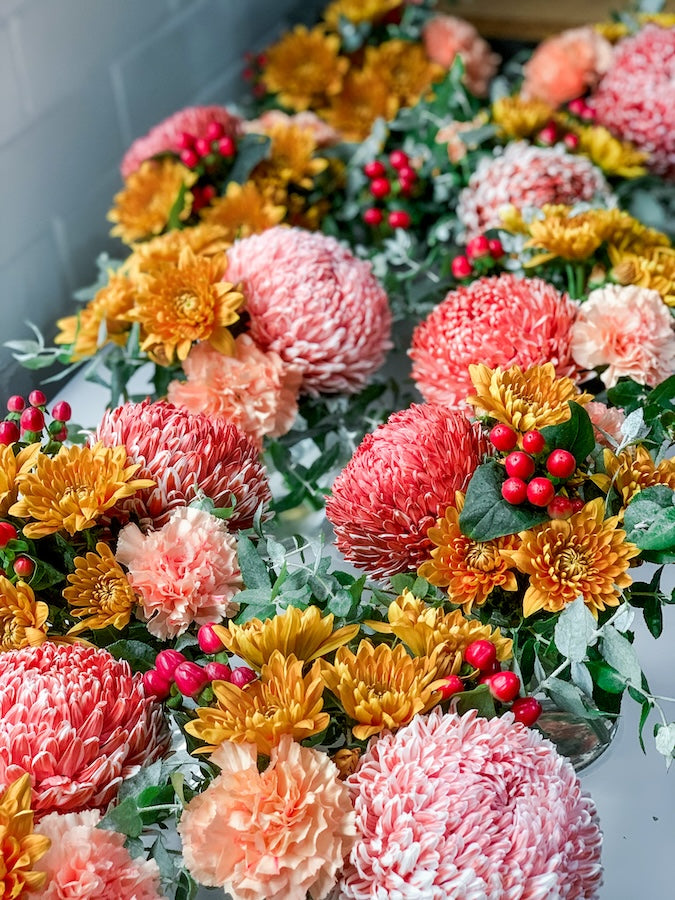 Custom Autumn-Themed Posy Jar Arrangements