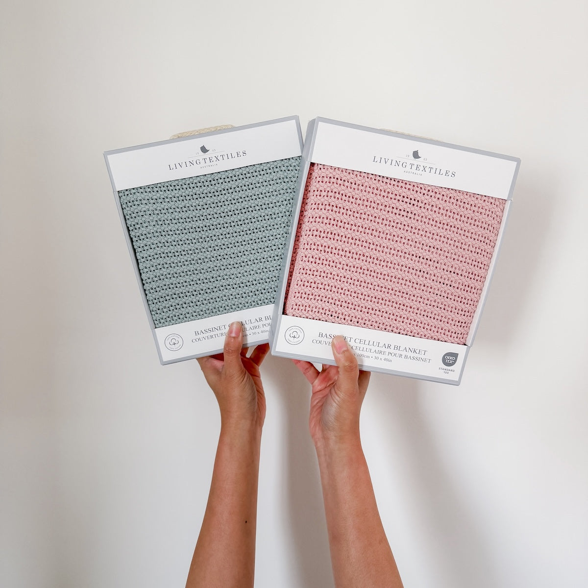 Cellular Cotton Baby Blanket in Sage and Pink | Flower Add-On | Perth Delivery