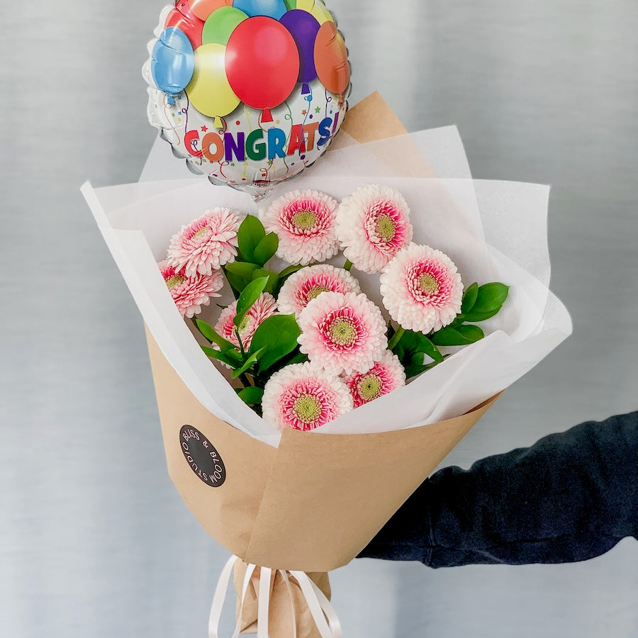 Gerbera Bunch with Balloon add-on | Bliss & Bloom Studio Perth