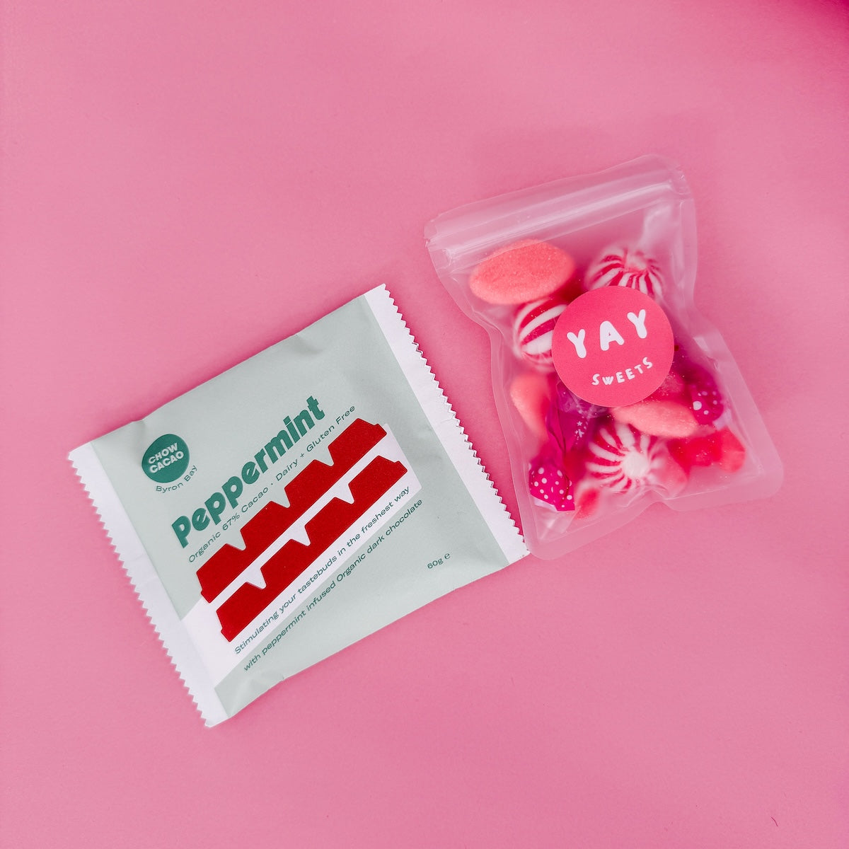 Gift Extras: Sweet Indulgence Gift Set - Peppermint Chocolate & Pink Sweets Mix | Flower Add-On Bliss & Bloom Studio 
 Perth Florist