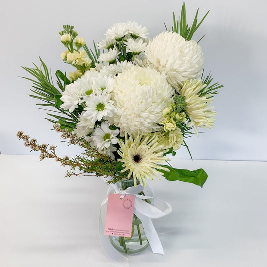 White & Pastel Blooms - Sympathy Flowers | Bliss & Bloom Studio
