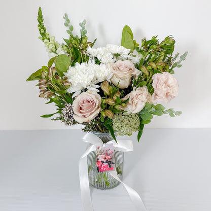 Sympathy Bunch in Glass Vase Signature size | Bliss and Bloom Studio | Perth Flower Delivery