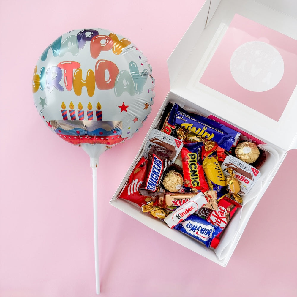 Gift Extras: Birthday balloon with chocolate box and birthday badge | Perth Flowers & Gifts Delivery | Birthday Sparkle Gift Set