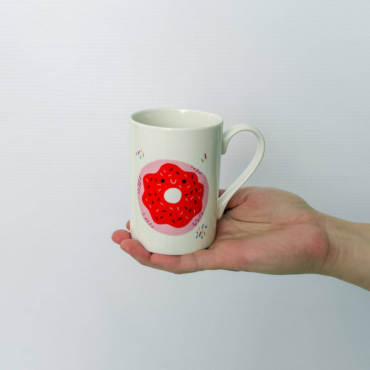 Pink and red donut with sprinkles ceramic mug | Flower Gift Add-On
