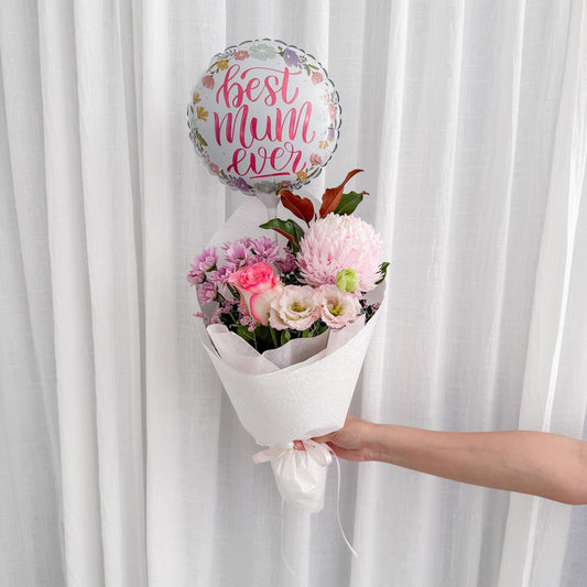 Mother's Day 2026 Flowers with 'Best Mum Ever' Balloon | Perth Flower Delivery