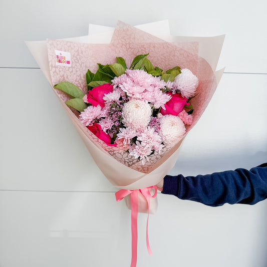 Bouquet of pink flowers for delivery to Perth and surrounding suburbs | Bliss & Bloom Studio
