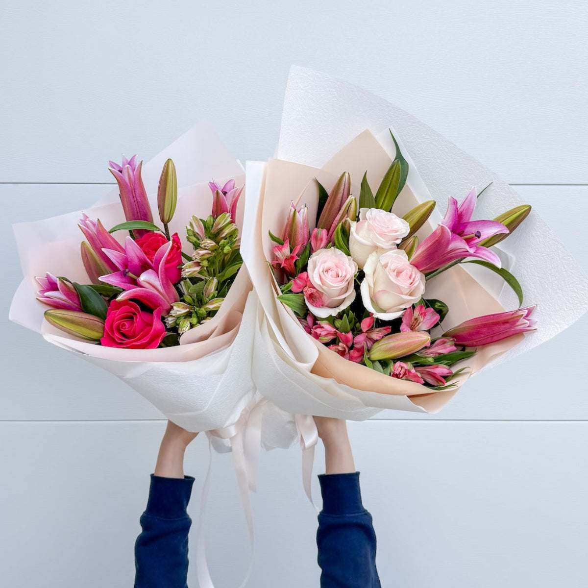 Pink Lilies and Roses Bunch | Perth Flower Delivery | Bliss and Bloom Studio