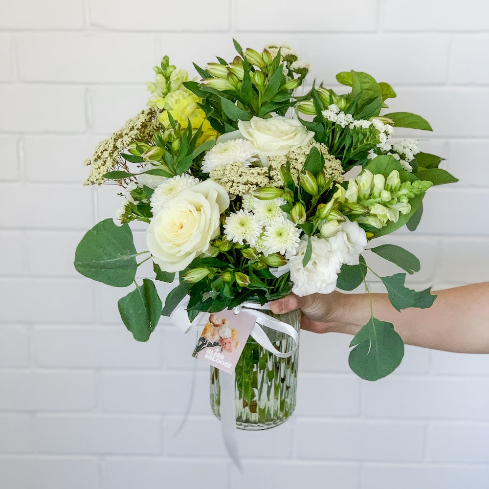 Sympathy Flower Arrangement (Signature) in a Clear Glass Vase | Bliss & Bloom Studio