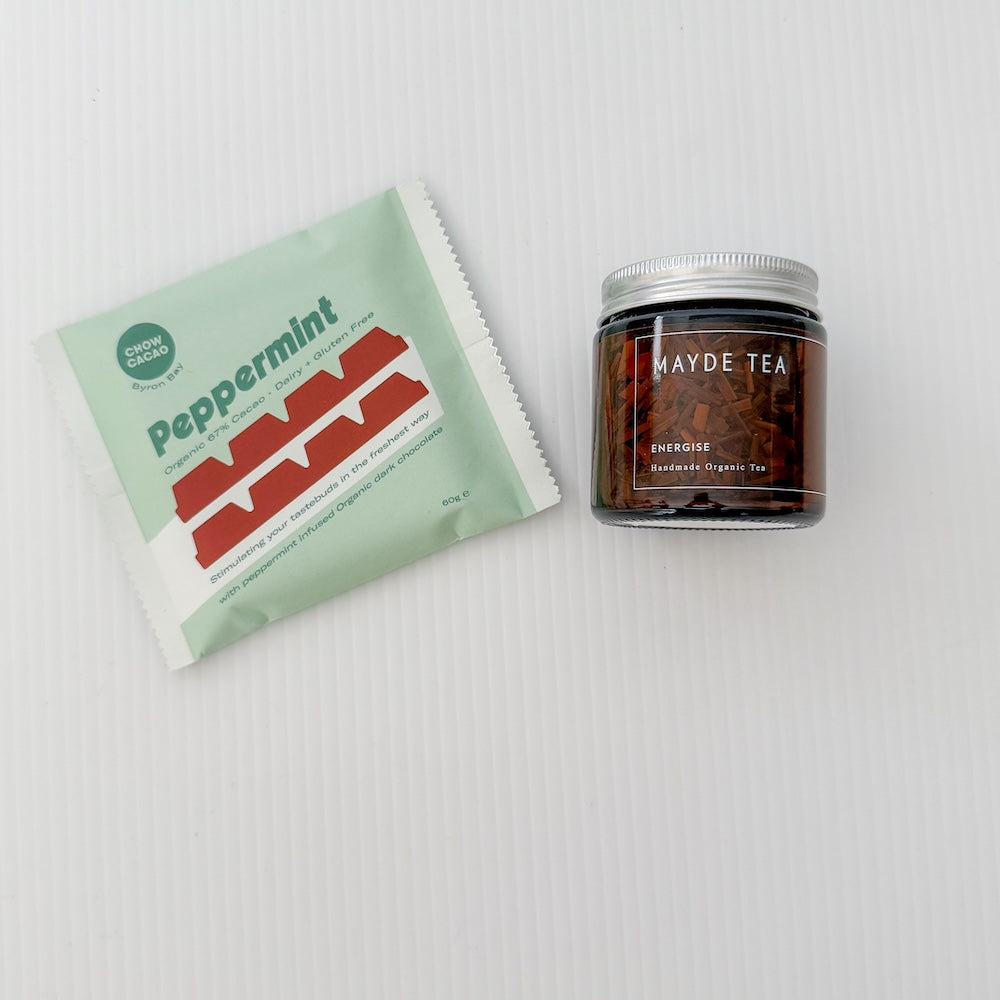 Gift Extras: The Cosy Gift Set - Peppermint Chocolate & Energise Loose Leaf Tea | Flower Add-On Bliss & Bloom Studio Perth Florist
