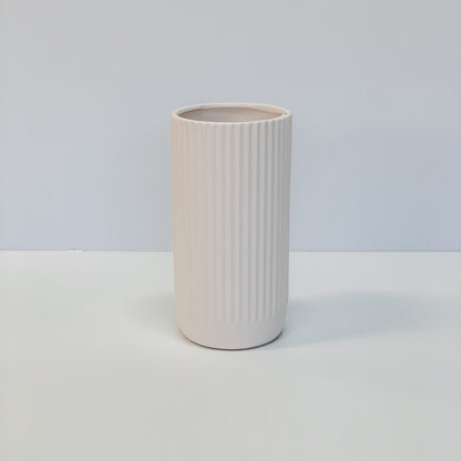 White Ceramic Ribbed Vase | Bliss & Bloom Studio