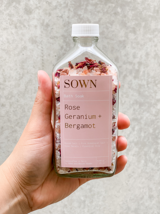 Flower Add-On: Sown Rose Geranium + Bergamot Bath Soak | Bliss & Bloom Studio