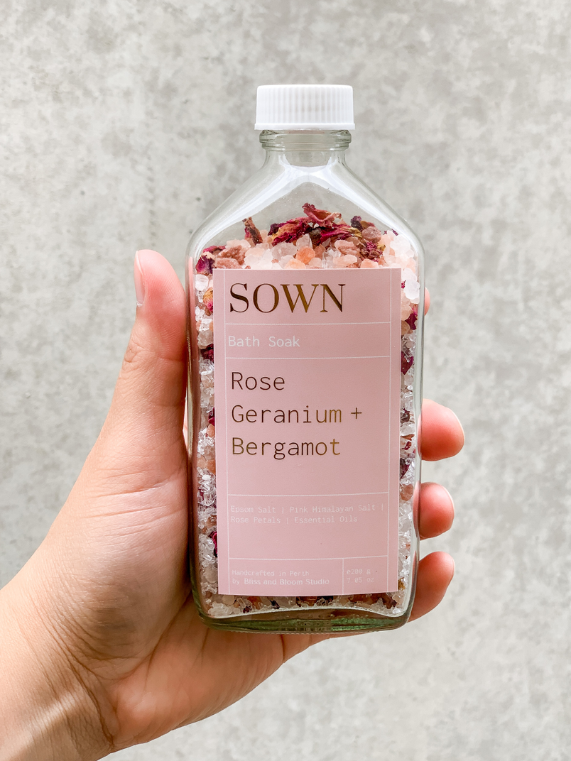 Bliss & Bloom Studio add-on | Sown Rose Geranium + Bergamot Bath Soak